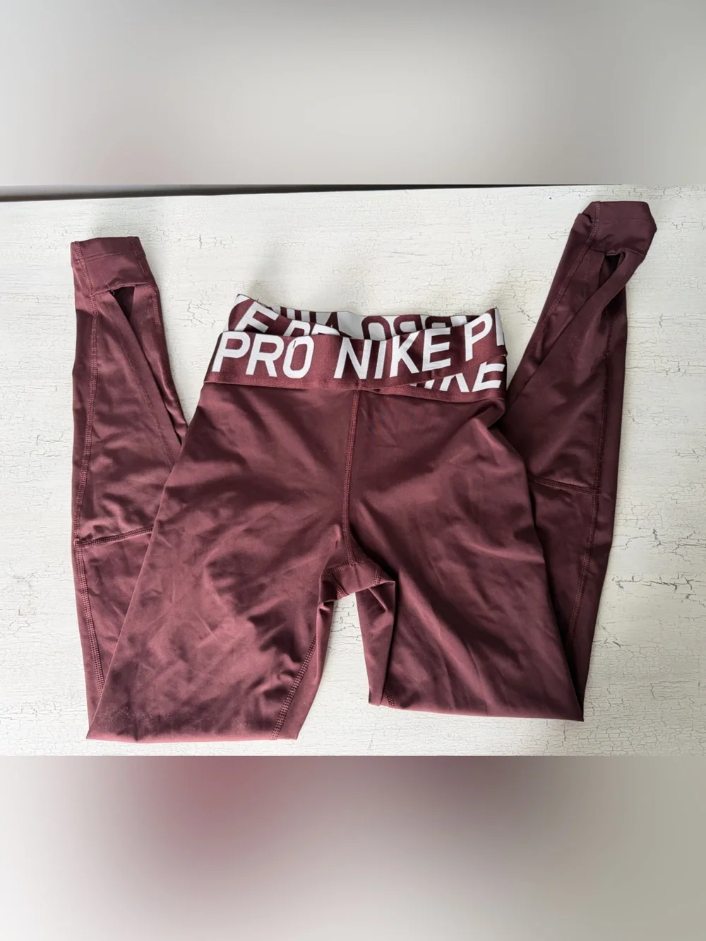 Nike Maroon Pro Intertwist Leggings with Branded Waistband